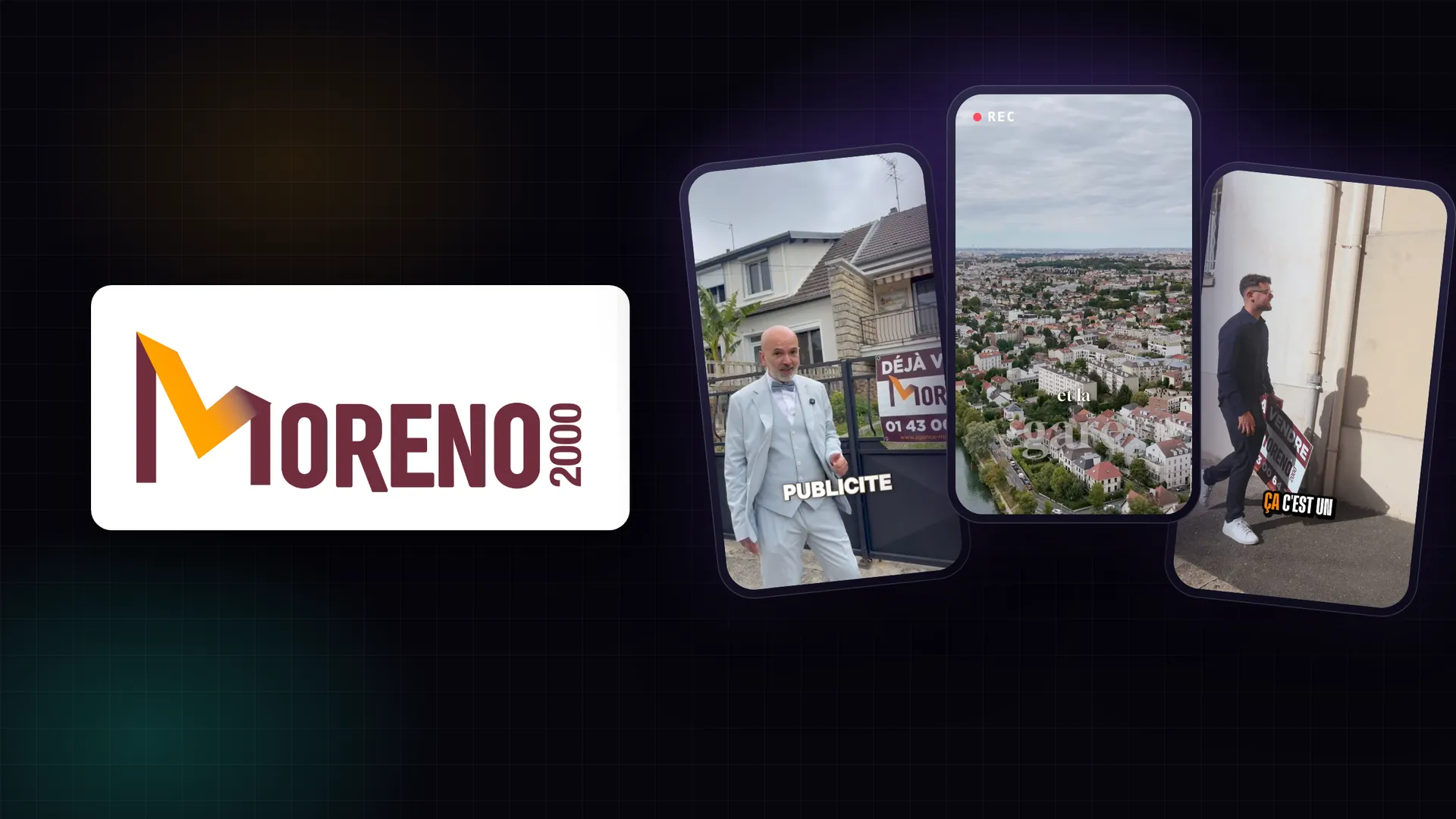Vidéos réseaux sociaux réalisées par Fluid IT 360 pour l'agence immobilière Moreno 2000